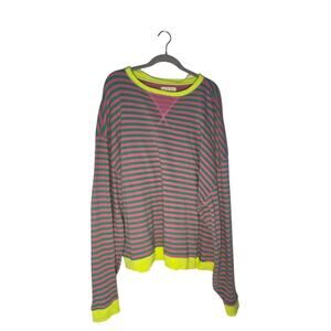 Free People We The Free Sweater Striped Oversized Baggy Sz L Casual Cozy Soft